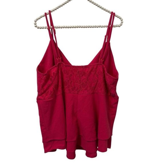 Rue 21 Womens 2X babydoll Camisole Top Lace Panel Layered V Neck Pink ruffle Y2K - Picture 2 of 13